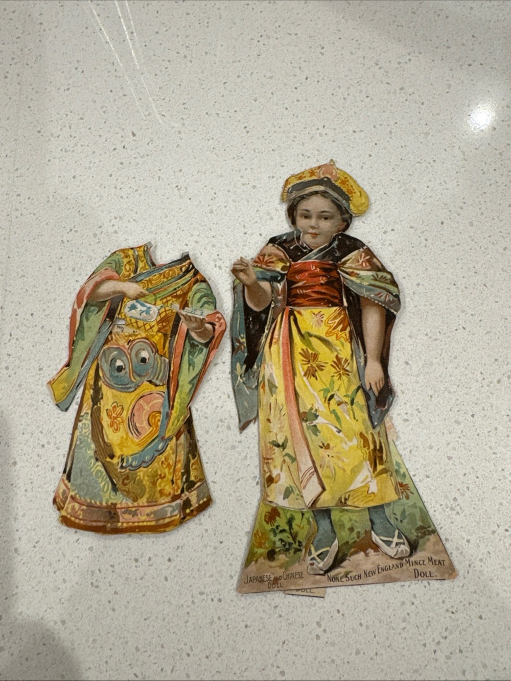 Antique 1895 Promotional None Such Mince Meat paper doll - Japanese and Chinese